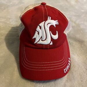 Washington State Cougars Captivating Hat‎ Cap Cardinal White Trucker Mesh NCAA